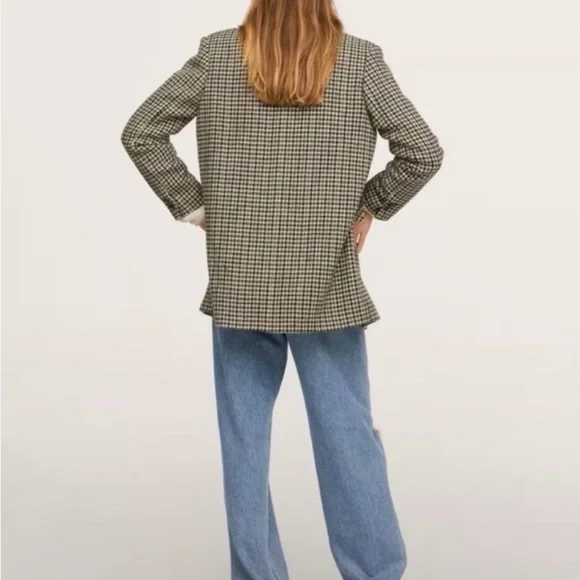 MANGO Houndstooth Wool Blend Coat Oversized Size XS - Picture 2 of 6